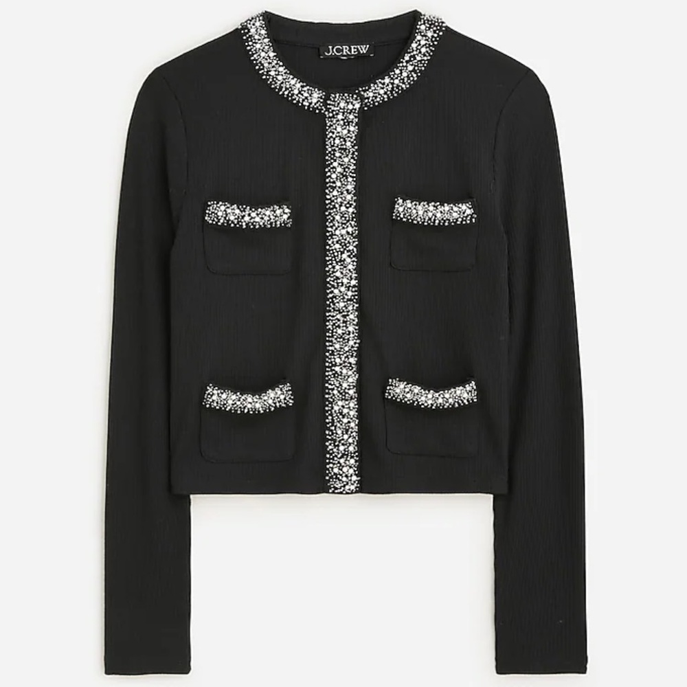 J. Crew | Vintage rib lady jacket with jewel trim